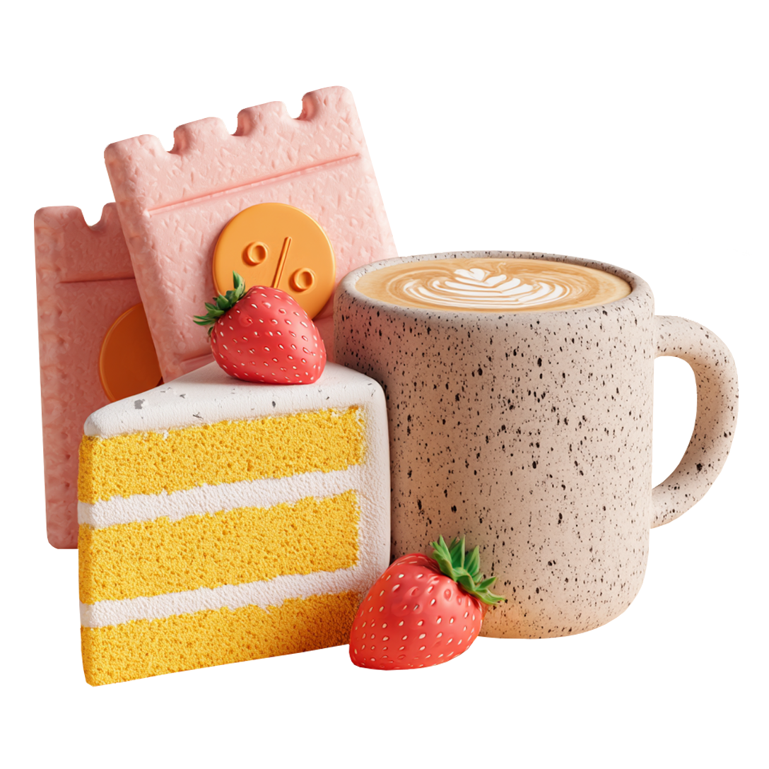 Reward vouchers with cake and coffee